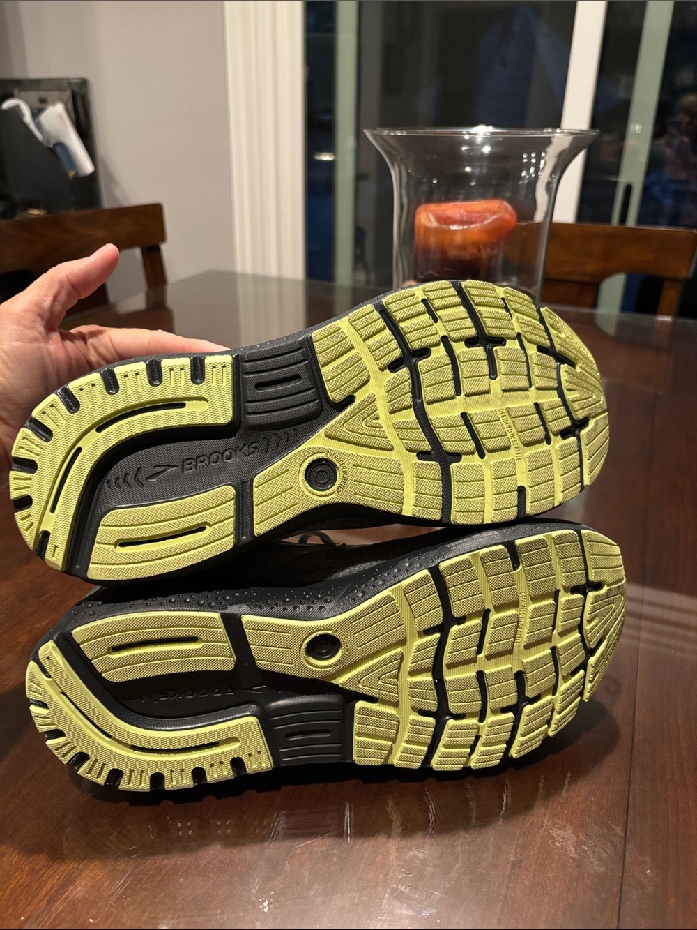Brooks Ghost Men's Running Shoes — extra wide 4E Gray with Yellow/Black Accents - Picture 7 of 9
